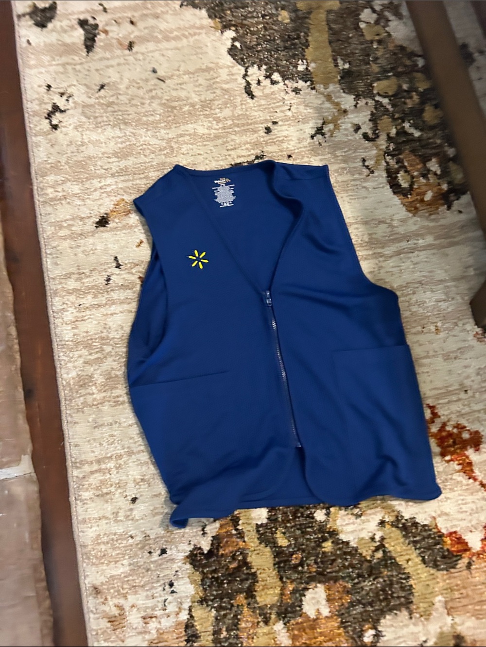 Royal Blue Zip-Front Work Vest with Pocket Detail